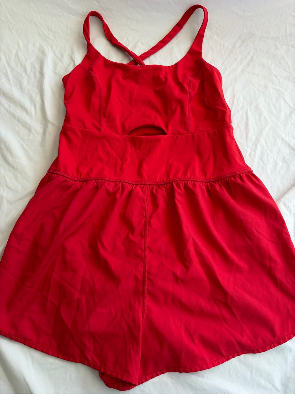 Women's Bright Red Sleeveless Cutout Runsie Style Romper Size Medium
